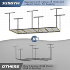 4X8FT Overhead Garage Storage Rack, 22"-48" Height Adjustable Garage Ceiling Storage Racks, Heavy Duty Metal Overhead Storage Organizer System, 750LBS Weight Capacity