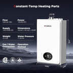 CAMPLUX Climatech 5 150,000 BTU Tankless Water Heater Propane Indoor 5.28 GPM, On Demand Instant Hot Water Heater Propane, 2.76" Flue Pipe Dia, Indoor Installation, CA528