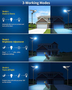 Ofuray Solar Street Lights Outdoor,OL-10000W 50,000Mah High Power Solar Security Flood Lights Parking Lot Lights Commercial Dusk to Dawn,IP67 6500k Led with Remote for Street,Court,Barn
