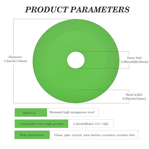 5Pcs 4.5 inch Glass Cutting Disc for Angle Grinder 7/8" (Model 115/125),1mm Ultra-Thin Diamond Cutting Saw Blade for Ceramic,Tile,Glass,Jade,Wine Bottles,Crystal
