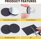 BALEINE 141PCS Felt Furniture Pads, Multi-Size Felt Pads for Chair Legs, Tables, Beds, Scratch-Reducing Floor Protectors for Hardwood Floors, Tile, Vinyl, and Laminate (141PCS, Black)