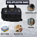 FASTECH 22 Inch Tool Bag, Waterproof Wide Mouth Tool Kit, Heavy Duty Tool Bag Organizer With Shoulder Straps and Molded Base, Tool Storage Package For Screwdrivers, Pliers, Nut Drivers (DarkBlue22IN)