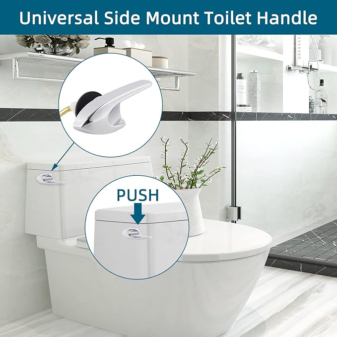 2Pack Universal Side Mount Toilet Handle Replacement Kit Compatible with Kohler K-GP30324-CP/Glacier Bay Toilet with Flapper Chains, Metal Toilet Flusher Lever, Chrome