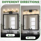 DORESshop Bathroom Light Fixtures, 4-Light Black and Gold Bathroom Lighting Fixtures Over Mirror with Glass Shade, Modern Vanity Lights for Hallway Bedroom, Includes Bulbs