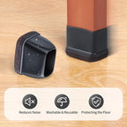 Ezprotekt 16 Pcs Rectangle Black Felt Chair Leg Floor Protectors for Hardwood Floors, Rectangle Silicone Felt Furniture Pads Caps, Table Leg Covers Cups Anti- Scratches (Fit W:0.6-0.8", L:0.9-1.3")