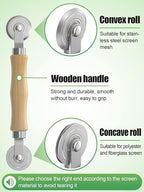 Screen Repair Kit - 3 in 1 Screen Tools Including Screen Roller Screen Spline (32 ft) Removal Hook and Instruction for Replacing & Installing Door Window Screens