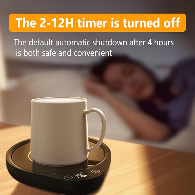 Coffee Mug Warmer Fast Heating, Auto Shut-Off, for Desk. 3 Temp Settings & 2-12H Timer. Keeps Beverages/Coffee Warm. Ideal Coffee Gift, for Offices,Travel & Corporate Gifts.