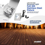 MALORY Recessed LED Deck Light, 4W 12V Low Voltage Landscape Lighting, Outdoor Step Stair Lights, Deck Lighting for for Outside Floor Yard (SG05, 6-Pack 2700K)