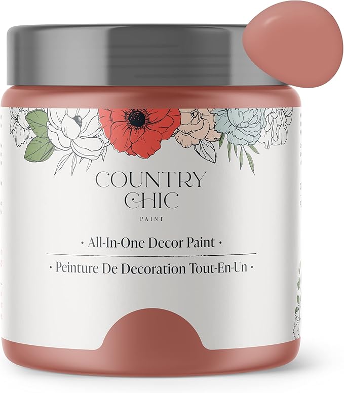 Country Chic All-in-One Chalk Paint for Furniture, Cabinets, Home Decor, Eco-Friendly, Matte Finish, Built-In Primer & Top Coat for Wood, Metal - Peachy Keen (Coral Pink) - Pint 16 oz (475 ml)