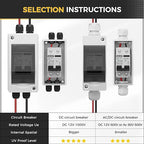 Solar Panel Disconnect Switch 63 Amp DC Miniature Circuit Breaker 1000V 2 Poles with PV Connector and IP65 Waterproof UV-Proof Box for Outdoor Solar PV Homes Battery
