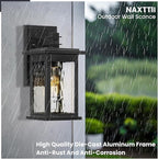 Outdoor Wall Lamps Black Outdoor Porch Lights Wall Mount Aluminum Waterproof Exterior Lighting Fixtures for House Garage Doorway 14.5 Inch Height E26 Socket