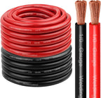 1/0 Gauge Battery Cable Copper Wire, 25FT Red+25FT Black 1/0 AWG Welding Cable Standard USA OFC Wire for Automotive, Battery, Solar, Marine and Generator