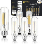 5 Inch E26 Led Bulb Equal 80 Watt, 4000k Neutral White Edison Bulb 6W Dimmable, 800LM T10 T9 Clear Glass Tubular Light Bulbs AC 120V for Chandelier Pipe Pendant Wall Light - UL Cert 6Pack