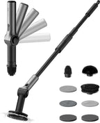 HOTO Flexi™ Cordless Electric Spin Scrubber, Adjustable Angle, Extendable Handle, Smart Display, IPX7 Waterproof, Powerful Cleaning Scrubber with 8 Replaceable Brush Heads, for Bathroom, Tile, Bathtub