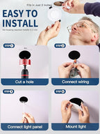 6-inch LED Recessed Lights - Slim Recessed Ceiling Light with Junction Box, 12W 5CCT Selectable Canless Lighting fixture, Dimmable, Easy Install for Bedroom, Kitchen, Living Room, 1 Pack, Black