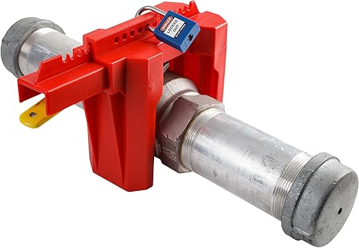 Brady - BS08A-RD Prinzing Ball Valve Lockout, Large, for 2"-8" Outside Pipe Diameter, Red