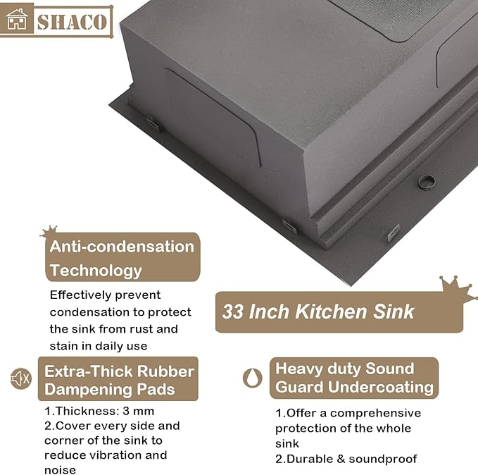 SHACO 33x22 Inch Drop In Kitchen Sink, 33 Inch All In One SUS304 Stainless Steel Top Mount Single Bowl Overmount Double Ledges Workstation Sink with Accessories, Brushed Nickel