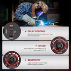 ARCCAPTAIN Large Viewing Screen 3.93"X3.66" Welding Helmet, True Color 1/1/1/1 Solar Power Auto Darkening Welding Hood with 4 Arc Sensor, Wide Shade 4/5-9/9-13 for TIG MIG ARC, Woodcarving