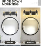 zeyu Black Bathroom Vanity Light, 20.5 Inch Bathroom Light Fixtures Over Mirror, 3-Light Modern Wall Sconces with Clear Glass Shade, ZSL72B-3W BK