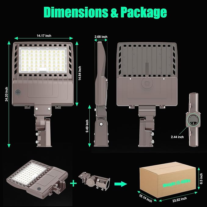 BBESTLED 480 Volt LED Parking Lot Light 240W LED Shoebox Parking Pole Lights with Slip Fitter, 33600LM 5000K IP65 DLC Listed Stadium Flood Light for Street Industries Roadways (277-480VAC Input)