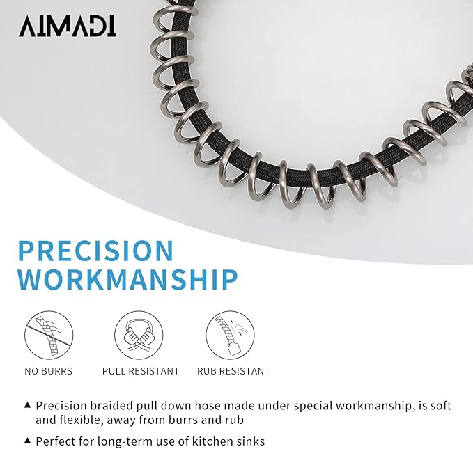 Kitchen Faucet Black AIMADI Black and Brushed Nickel Kitchen Faucet with Pull Down Sprayer,Single Handle Faucet for Kitchen Sink with LED Light