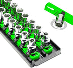 Ernst Manufacturing 8487 Socket Boss, 2 18-Inch Rails featuring Twist-Lock Secure Socket Holder and Drawer Tray, Fits 1/2 Inch Drive Sockets, Green - Made in USA