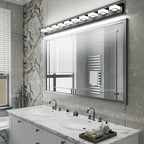 Ralbay 66inch Matte Black Bathroom Vanity Lights Metal Acrylic LED Modern Black Bathroom Wall Lighting Fixtures