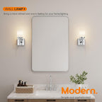 Vanity Lights Polished Chrome Bathroom Light Fixtures with White Frosted Glass Shade, Wall Sconces for Mirror Hallway Entrance, 2 Pack T001CH-L1-P2