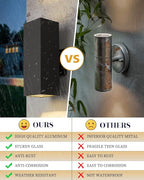 harriet Porch Lights Outdoor Modern - IP64 Waterproof Aluminum and Tempered Glass Cover, 13" Rectangular Up/Down Wall Sconce for Porch, Garage & Patio, Exterior Lighting, Black