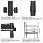 Ulif H2 Heavy Duty Clothes Rack, Freestanding 4 Tiers Garment Rack for Hanging Clothes with Shelves and Hangers, Closet Organizers and Storage Metal Closet Wardrobe System, Max Load 500 LBS, Black