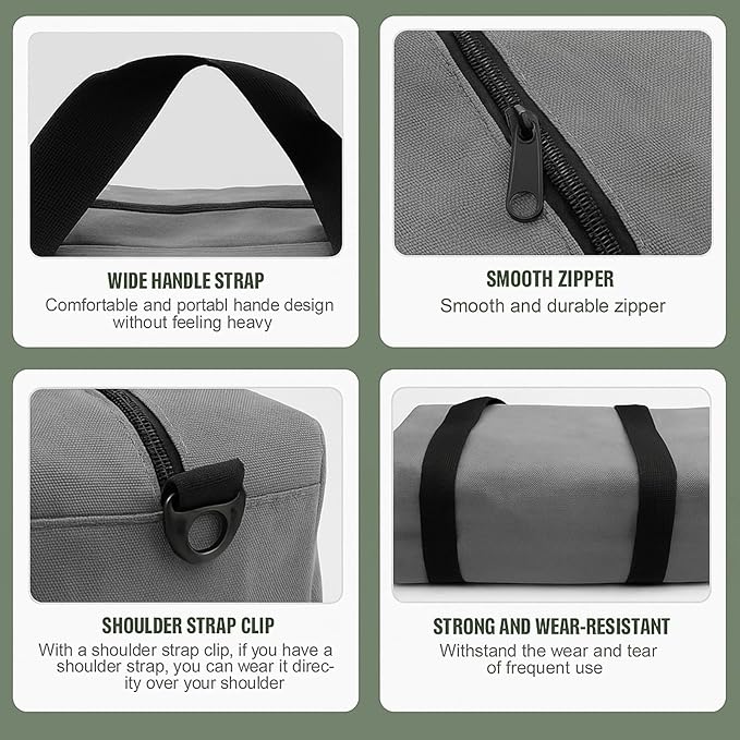 Small Tool Bag,Close Top Wide Mouth Tool Organizer Bag,Large Capacity Tool Bags for Men,Canvas Tool Storage Bag for Storage Handbag for Screwdrivers,Wrench,Pliers Hand Tools (Gray, 20 Inch)