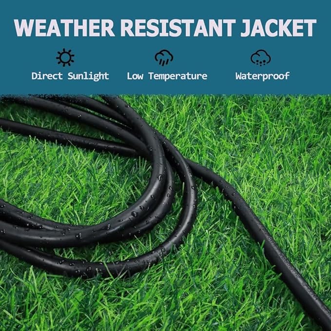 Indoor Outdoor Extension Cord 10 FT Waterproof, 16/3 Gauge Heavy Duty Black Extension Cords, 13A 1625W SJTW Extension Cord with 3 Prong Grounded Plug, Great for Tools, Lights, UL Listed.