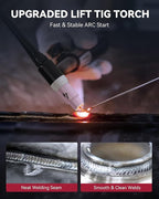 ARCCAPTAIN 200A Stick/Lift TIG Welder with Torch, [Large LED Display] 110V/220V Welding Machine with Synergic Control, IGBT Inverter, Portable MMA Welder Machine with Hot Start, Arc force