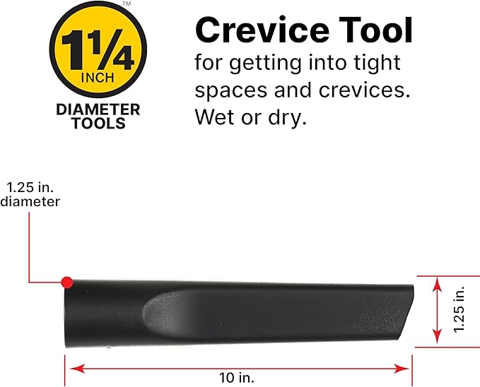 Shop-Vac 9064300 1.25 Inch Diameter Cleaning Kit, Includes Round Brush, Crevice Tool, and Gulper Nozzle, Black, Ideal for Upholstery, Blinds, and Car Interiors (1-Pack)
