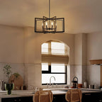 Black Chandelier 8-Light, 26" Modern Industrial Dining Room Light Fixture, Large Geometric Pendant Lighting for Living Room Kitchen Foyer Office, Large Hanging Chandelier