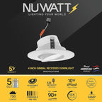 NUWATT 24 Pack 4 Inch Gimbal LED Recessed Lighting Retrofit, 4" Sloped Ceiling Light, 5 CCT 2700K/3000K/3500K/4000K/5000K, Dimmable, High Output 750LM, 10W, 90 CRI Eyeball Lights, Aluminum Trim, ETL