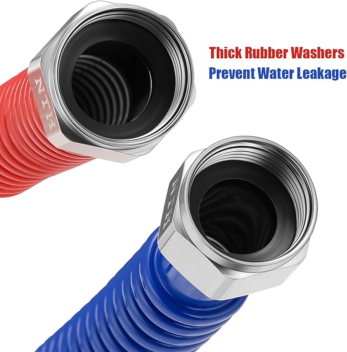Solimeta 2 Pack Stainless Steel Corrugated Water Heater Connector, 18" Red and Blue for Water Heater