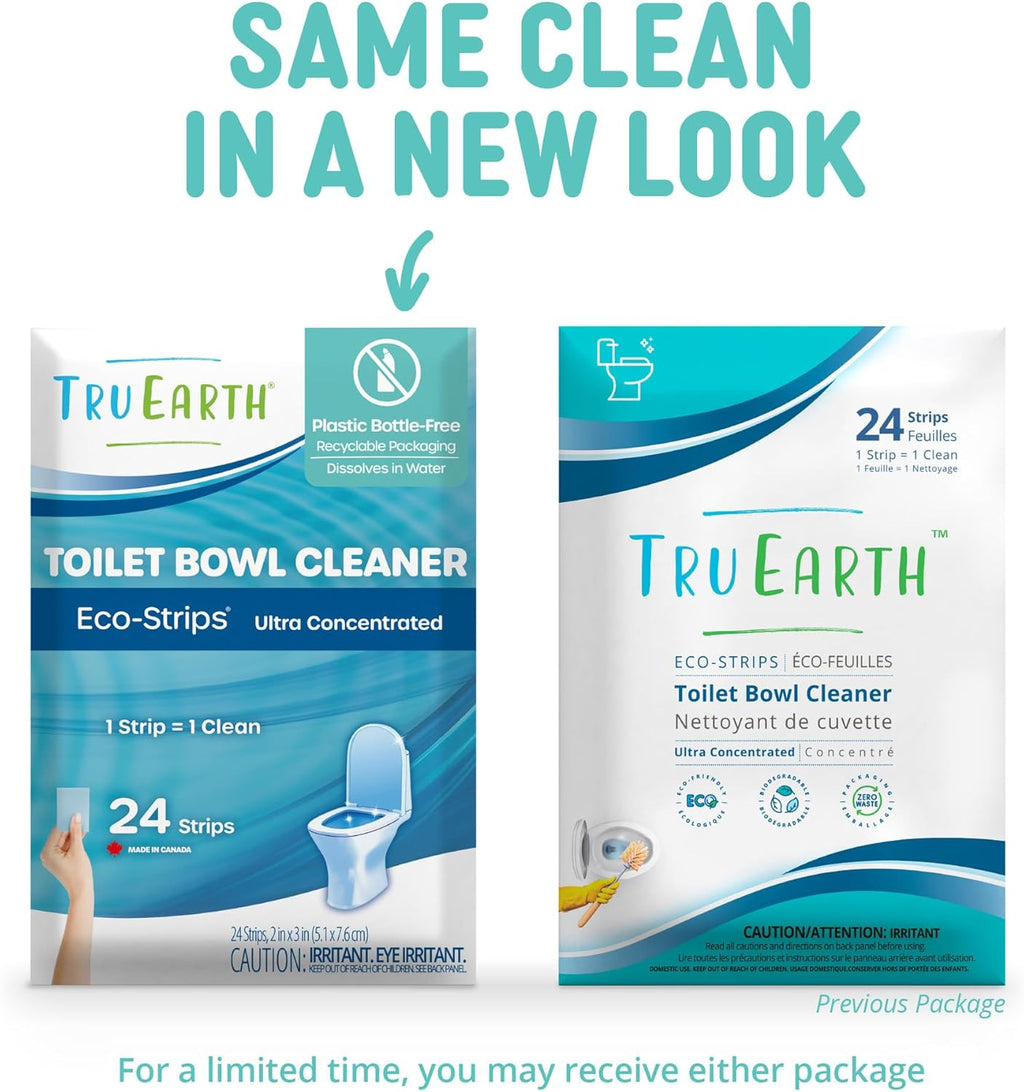 Tru Earth Toilet Bowl Cleaner Eco-Strips | Plastic Jug-Free, Septic-Safe for Cleaning | Easy to Use | 24 Strips