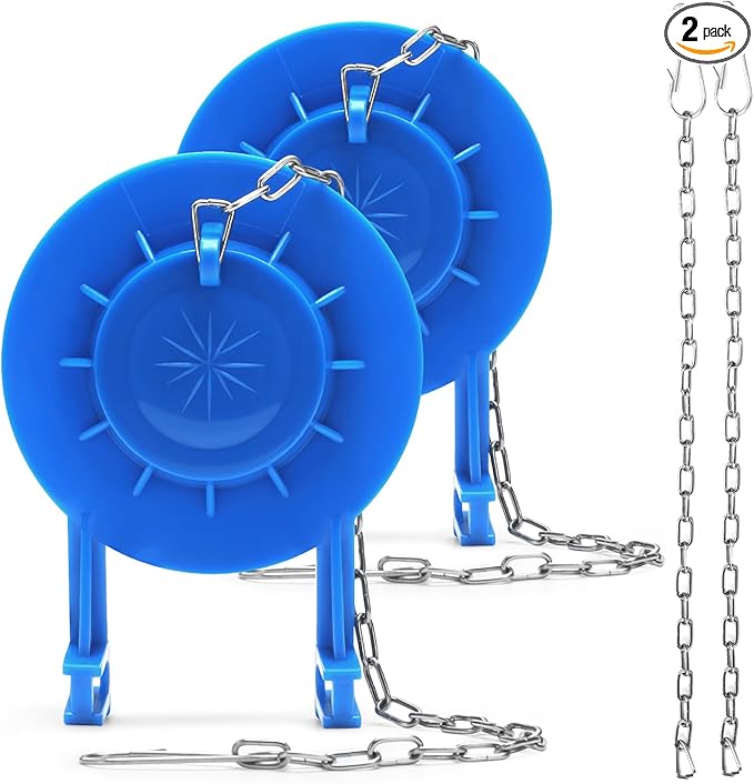 Weslymoo 2 Pack Toilet Flapper Replacement Kit，2 Inch Flapper for Toilet Tank with 4 Long Stainless Chains Compatible with Most Toilets Toilet Stopper，Long Lasting Rubber Easy to Install