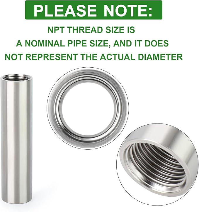 TAISHER 2PCS Stainless Steel Pipe Fittings, 3/8" NPT x 3/8" NPT Female Threaded, 4" Length Nipple Cast Pipe