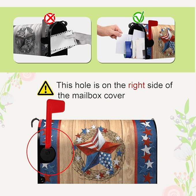 4th of July Patriotic Mailbox Covers Magnetic Large Size 25.5 x 21 Inch American Flag Independence Day Mailbox Wraps Postbox Covers Oversized Garden Yard Decorations for Outdoor