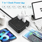 2 Pack Ultra Flat Plug Power Strip,Power Strips with Surge Protection-4 Widely Outlets,6 ft Flat Plug Extension Cord with 3 USB Ports(1 USB C Port),Slim Desk Charging Station,Black