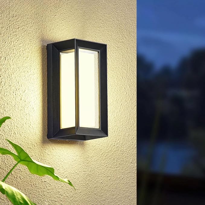 Outdoor Wall Lights LED 3 Color Outdoor Light Fixture Wall Mount Exterior Lights 2100Lm IP65 Exterior Wall Sconce,Rustproof Sconce with Double Shade,Matte Black Light for Porch 1 Pack