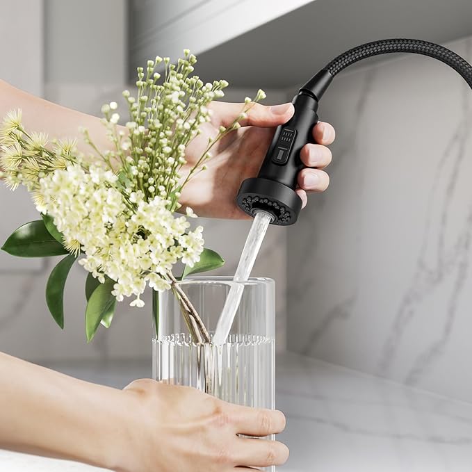 KRAUS Bolden Motion Sensor Single Handle Pull Down Touchless Kitchen Faucet in Matte Black, KSF-1616MB
