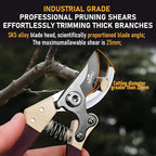 Heavy Duty Pruning Shears，Garden Scissors & Clippers with Red-BIDMLI 8.66" SK5 Steel Blades & Aluminum Alloy Handles, Tree Branch Cutter, Ideal for Thick Branches, Dry Twigs, Flower Pruning Tool.