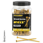 Wood Screws 5 Inch, FIXLINK Deck Screws #10 x 5, 105 PCS, Epoxy Coated, T25 Star Bit Above 1500 Hour Salt Spray Coating Outdoor Decking Screws Excellent Rust Resistant for Wood Fence, Tan