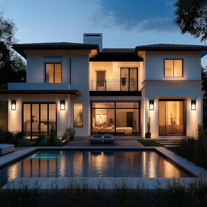 4 Pack Outdoor Light Fixtures, Black Exterior Light Wall Mount, Aluminum Porch Wall Lanterns Waterproof Outside Light for House Front Door Light for Patio Garage Doorway