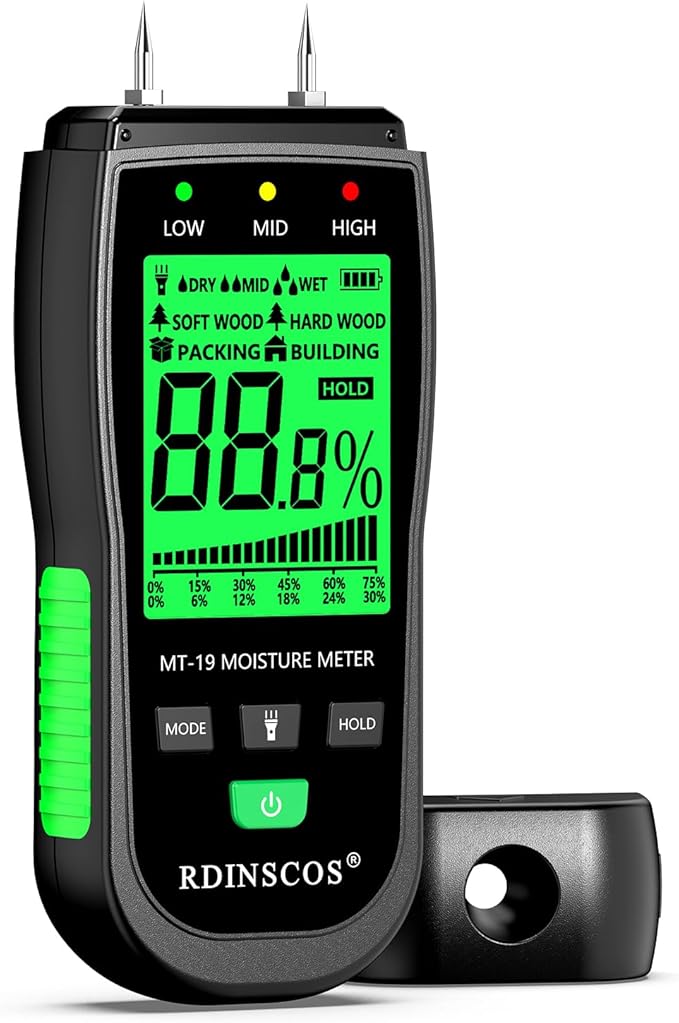 Wood Moisture Meter for Wood, Like Hardwood and Softwood Replaceable Pin Moisture Tester with Batteries