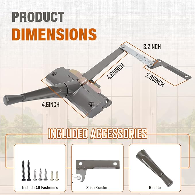 Split Arm Operator for Left Hand with Handle for Replacing Damaged Window Crank Fit Andersen Perma-Shield Casement Window (1982-1995), Stone Color