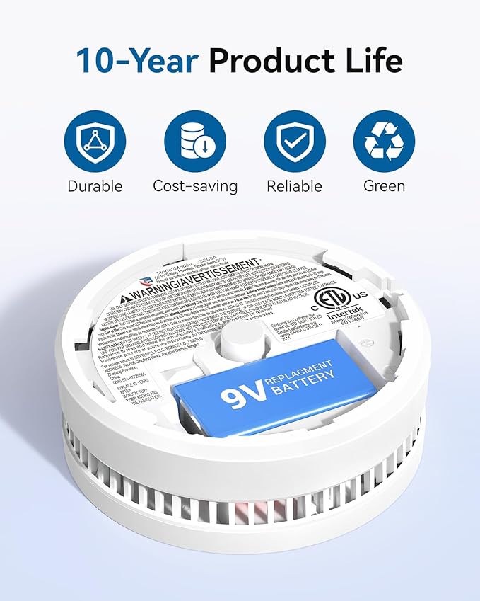 SITERWELL Smoke Detector, 10 Year Product Life Fire Alarm with Magnetic Fastening Kit, Smoke Alarm with Photoelectric Sensor and Low Battery Warning Function for House,UL217-10th Listed,GS509A,4 Packs